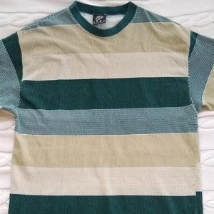 Vintage 100% cotton striped & textured T-shirt